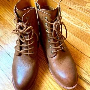 Korkease Violeta Brown Leather Combat Boots